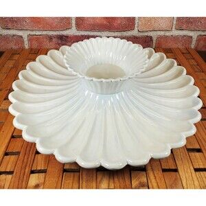 Exquisite White Porcelain Flower Petal Crudités Platter – Elegant Entertaining